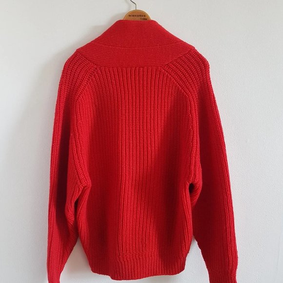 1980s Gant Heavy Cozy Wool Christmas Sweater, Red Thick Wool Sweater - Picture 3 of 8